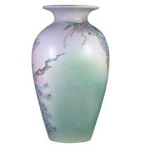 Hudson (Mineral Slip Decorated) Floor Vase Featuring A Peacock