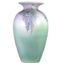 Hudson (Mineral Slip Decorated) Floor Vase Featuring A Peacock