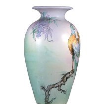 Hudson (Mineral Slip Decorated) Floor Vase Featuring A Peacock