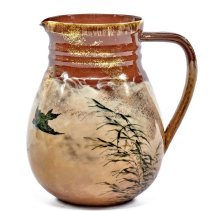 Limoge Line Pitcher Featuring a Swallow and Ornamental Grasses