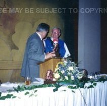 Jack Canine accepting Hall of Fame Induction 2001