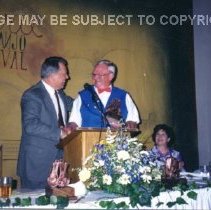 Jack Canine accepting Hall of Fame Induction 2001