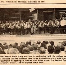 newspaper clipping/mid-america banjo enthusiasts rally 1975