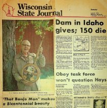 newspaper clipping/ wiscomsin state journal that banjop man (richelieu)