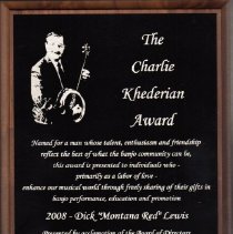 plaque/the charlie khederian award dick "montana red" lewis