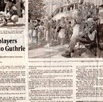 newspaper article/banjo players strum to guthrie