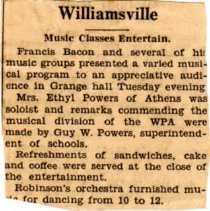 newspaper clipping/williamsville francis bacon