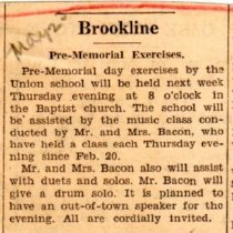 newspaper clipping/brookline mr. & mrs. bacon