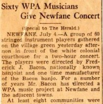 newspaper clipping/wpa musicians give concert