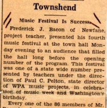 newspaper clipping/townsend frederick j. bacon