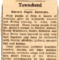 newspaper clipping/townsend fred c. bacon