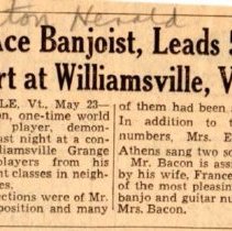 newspaper clipping/bacon, ace banjoist
