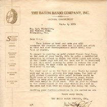 letter/the bacon banjo company to c.c. richelieu