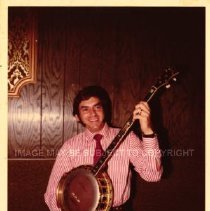 Ron Henkel with his Jany Super Eagle Plectrum banjo Sept. 7, 1972