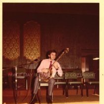 Ron Henkel with his Jany Super Eagle Plectrum banjo Sept. 5, 1972