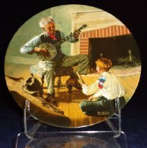 painted plate/norman rockwell the banjo player