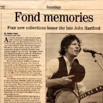 newspaper article/fond memories collections to honor the late John Hartford