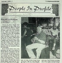 photocopy of newspaper article/snook haven banjo music is a life long love