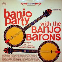 front of album sleeve/party with the banjo barons