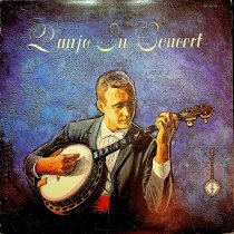 front of album sleeve/banjo in concert