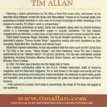 dvd back of front liner insert/tim allan in concert at the strong theater