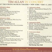 dvd back liner insert/tim allan in concert at the strong theater