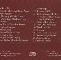 cd back liner insert/3 time national champion gary davis a collection