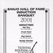program front page/national four-string banjo hall of fame induction 2001