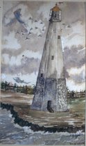 First St. Simons Lighthouse, Watercolor, Vara A. Majette
