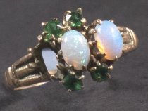 Gold Ring, with Opals and Emeralds