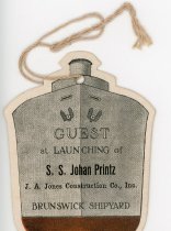 Guest Ticket for Attendance, Launch of SS Johan Printz