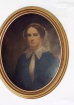 Copy of Caroline Wylly Couper oil portrait in gilded oval frame.