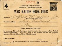 War Ration Book  Four Issued to Alfred W. Jones, Jr.