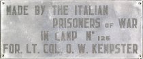 Metal Plaque Engraved by Italian Prisoners of War, Camp  N126