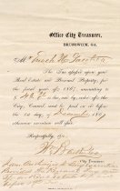 Tax notice to Mr. Enoch H. Gatchell regarding real estate taxes due 12/1867