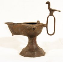 Oil lamp with bird finial