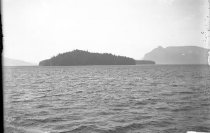 Water with land mass in distance