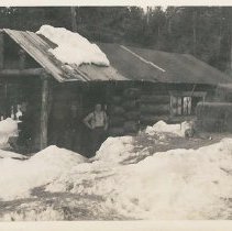 Cabin with hay bales