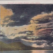 Tinted Postcard of Upper Priest Lake with Plow Boy Mountian