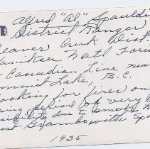 Al Spaulding near Summit Lake looking for Fires on foot - 1935