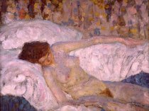 Reclining Nude with Floral Curtain