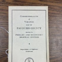 Commonwealth of Virginia Map of Fauquier County showing the Primary and Secondary Highway Systems