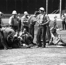 Loggers at ease between events