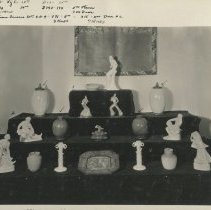 Bowl, Statue D-12, Vases V-90, Statue D-793, Statue D-794, Russian dancer statues, Vase V-91, Covered Jar X-15, Vase V-73, Candlesticks S-8, Plate X-8, Vase V-72