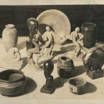 Various ceramic sculptural and functional objects.