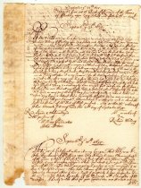 Deed Wilday/Hinchman to John Bowne 1675 (page 1)