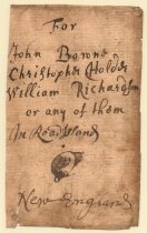 Address label for John Bowne, Christopher Holder, and William Richardson