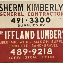 Sign, Sherm Kimberly / Iffland Lumber Company