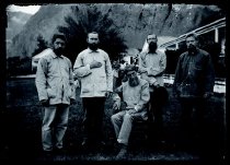 Sacred Hearts Brothers with Joseph Dutton at Baldwin Home, Kalawao, Molokai, 1902.