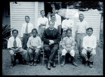 Father Martin Dornbusch, SS.CC., and first communicants, Kalawao, Molokai, 1920.